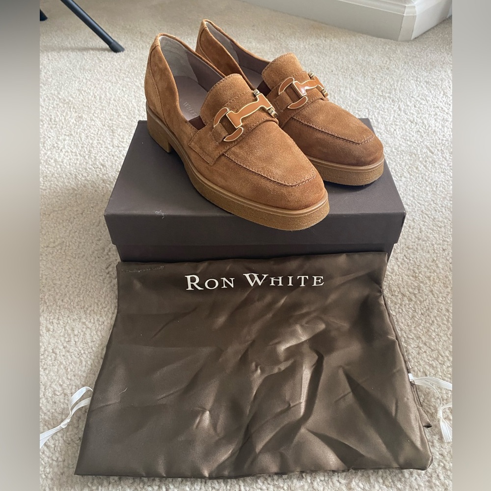 Ron White NIB Women’s Hoda Cognac Suede Mules | Size 8.5